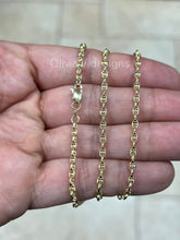 14K Yellow Gold 3mm Puffy Anchor Link Chain Necklace Men's And Ladies, Puffy Chain, 14k Gold